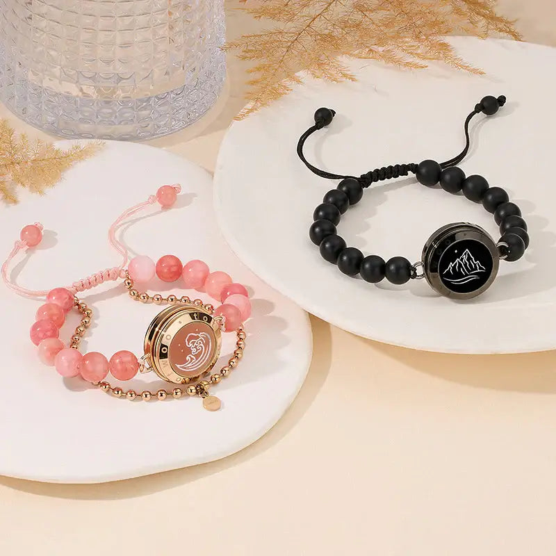 Soulmate Svart agat & Rosa persisk jade | Toucharmband