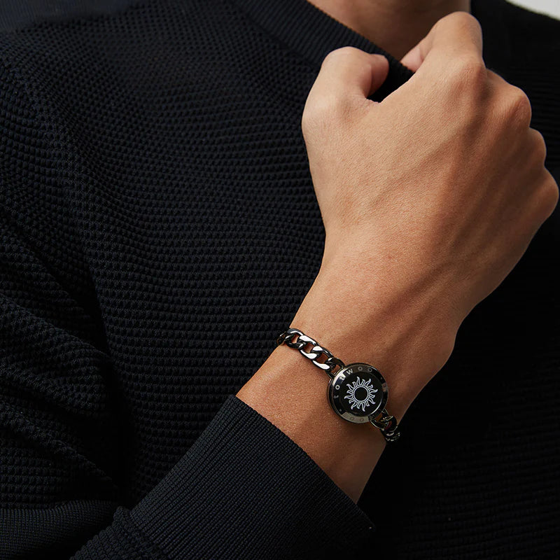 Figaro Chain Black & Rose Gold | Touch Bracelet