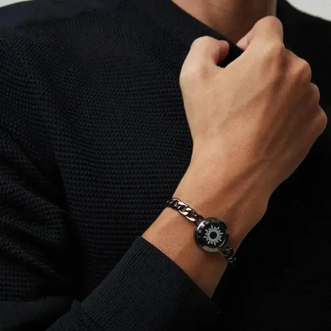 Figaro Chain svart & sølv | Touch-armbånd