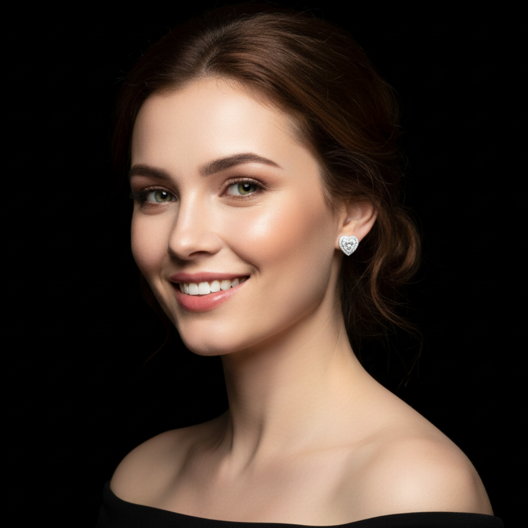 HEARTS OF ICE VVS1 18K White Gold Studs