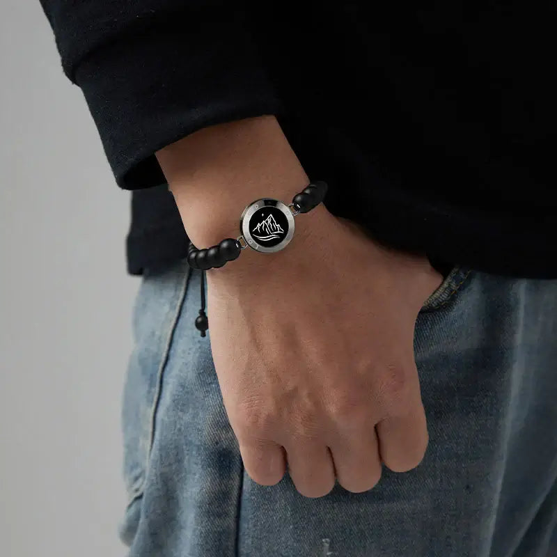 Soulmate Svart Agat & Rosa Persisk Jade | Touch-armbånd