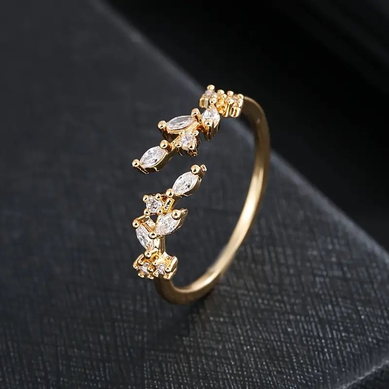 Eleganta ringar med bladinlagd zirkonia