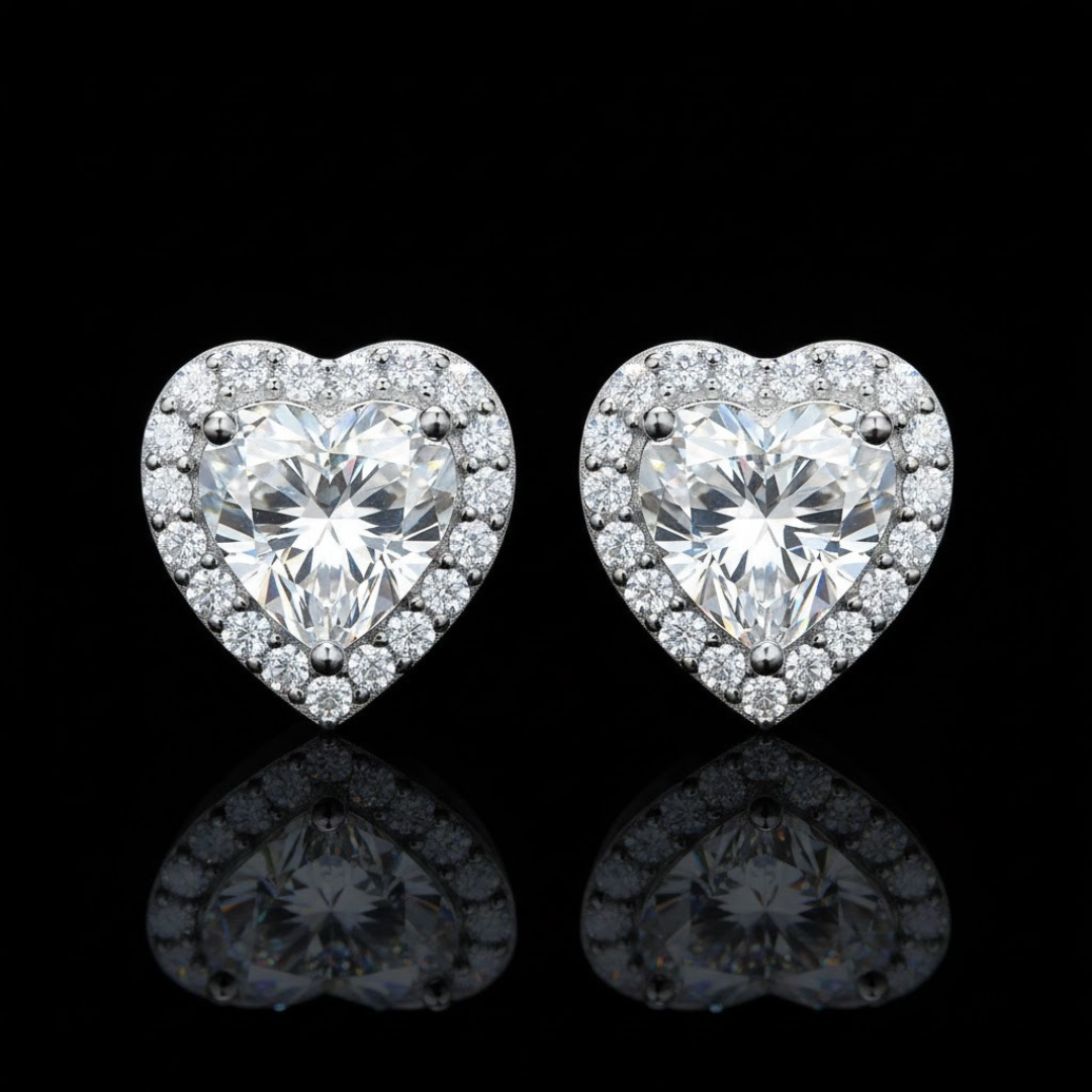 HEARTS OF ICE VVS1 18K White Gold Studs