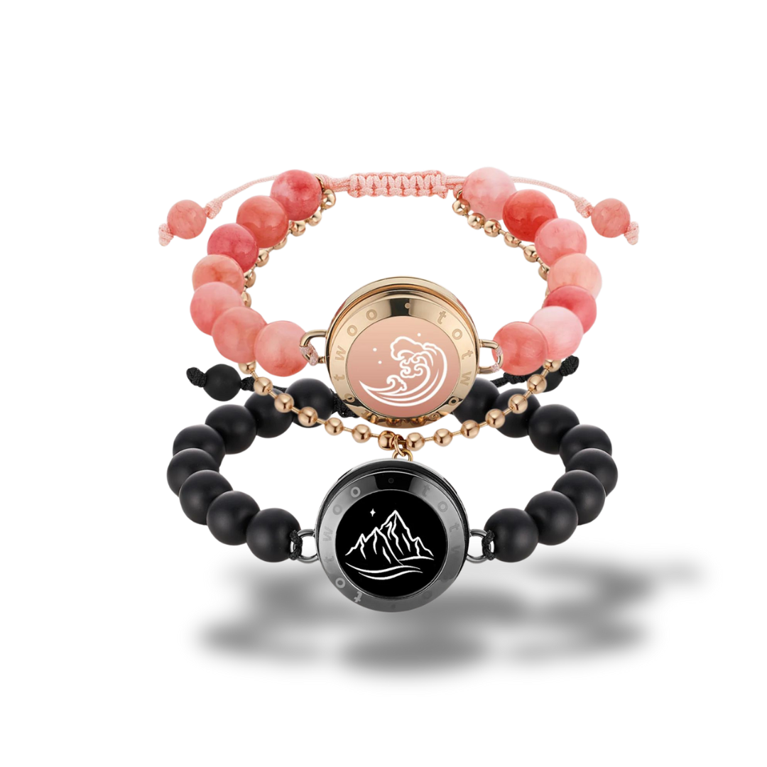 Soulmate 2.0 Svart agat & Rosa persisk jade | Toucharmband