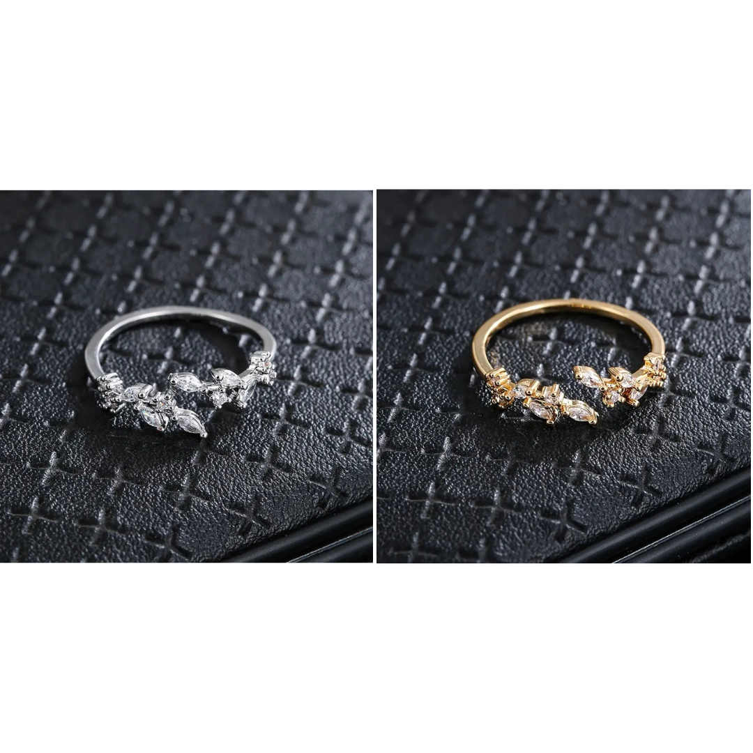 Eleganta ringar med bladinlagd zirkonia