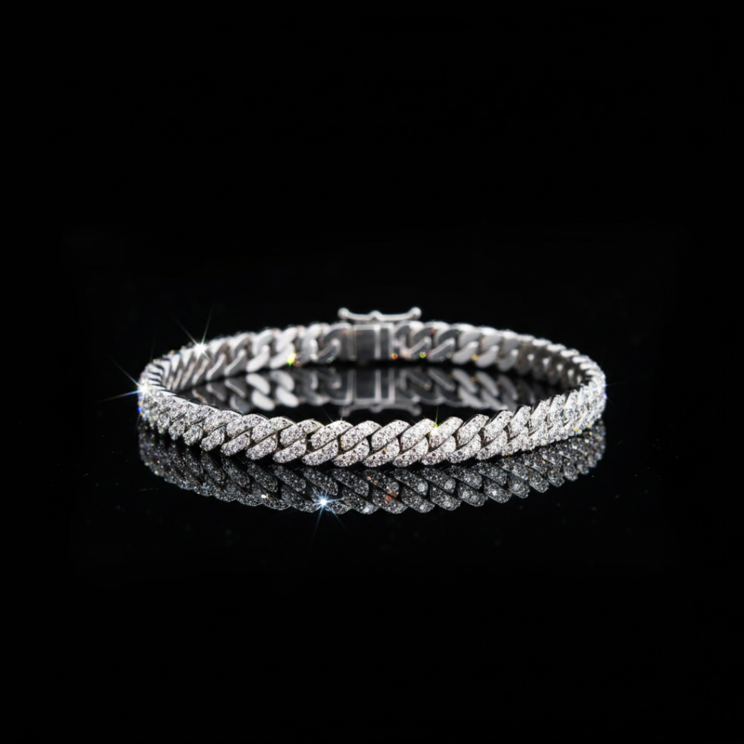 ROYAL ICE VVS1 18K White Gold Cuban