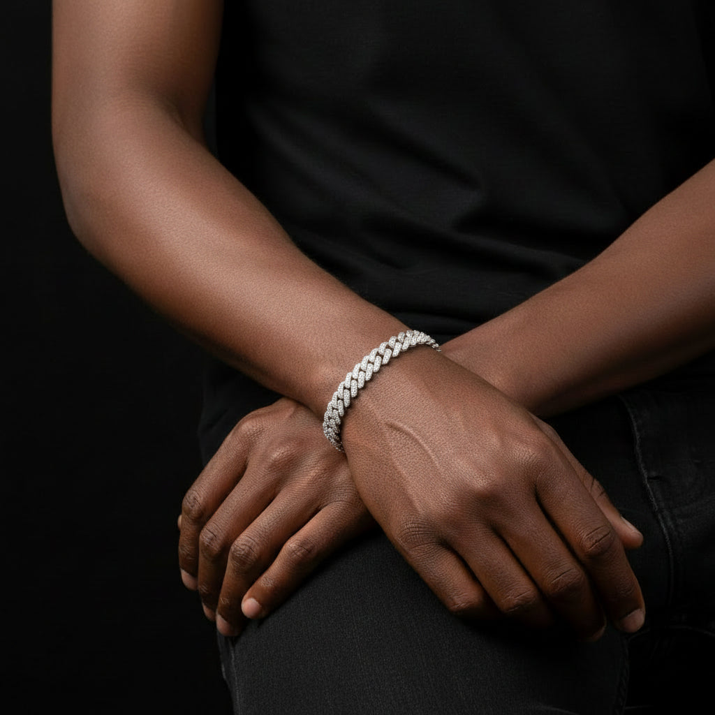 ROYAL ICE VVS1 18K White Gold Cuban