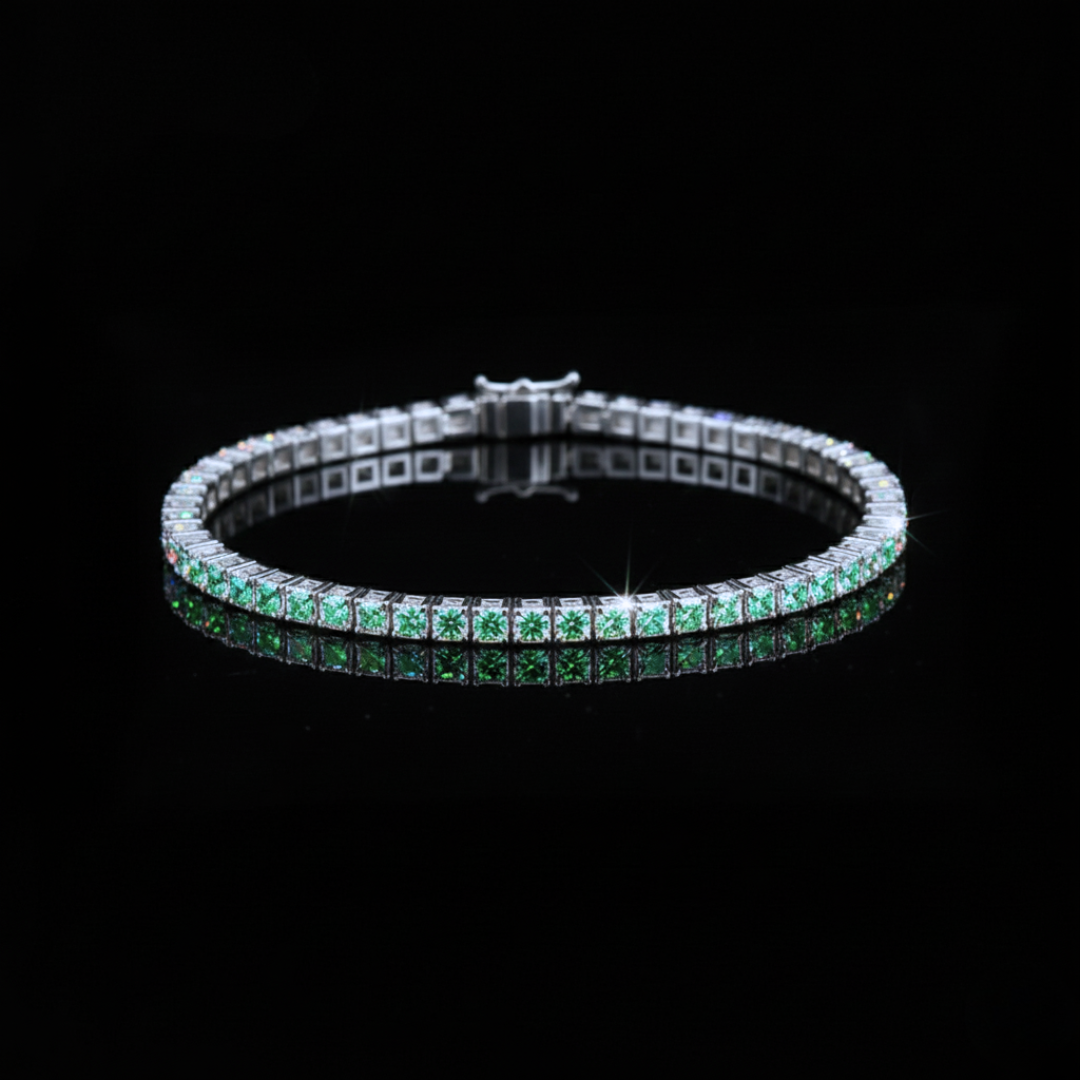 PURECUT ICE GREEN VVS1 18K White Gold Tennis