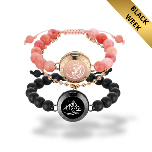 Soulmate Svart Agat & Rosa Persisk Jade | Touch-armbånd