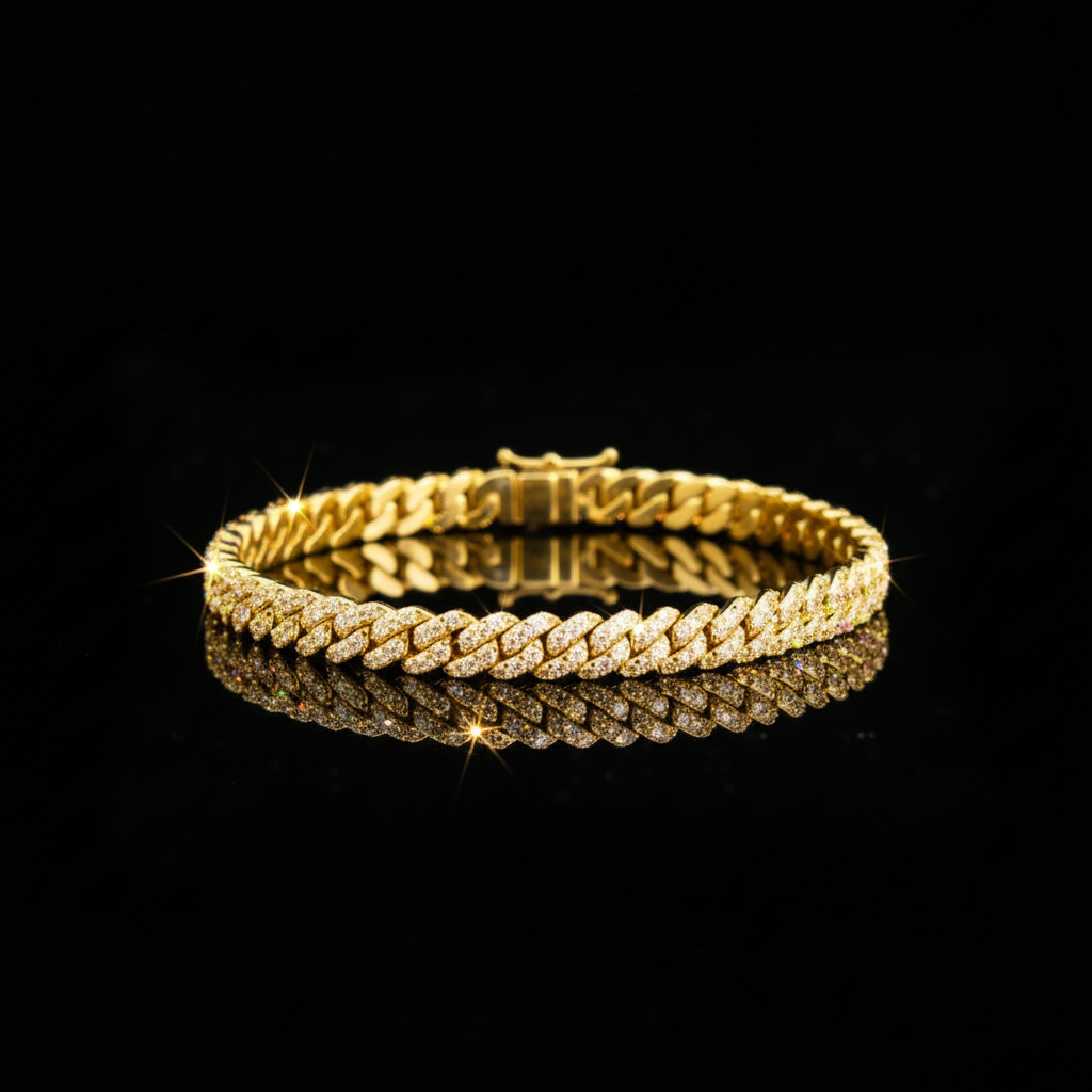 ROYAL ICE VVS1 18K Gold Cuban